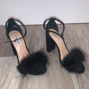 Steve Madden Black Feather Heels Size 9M